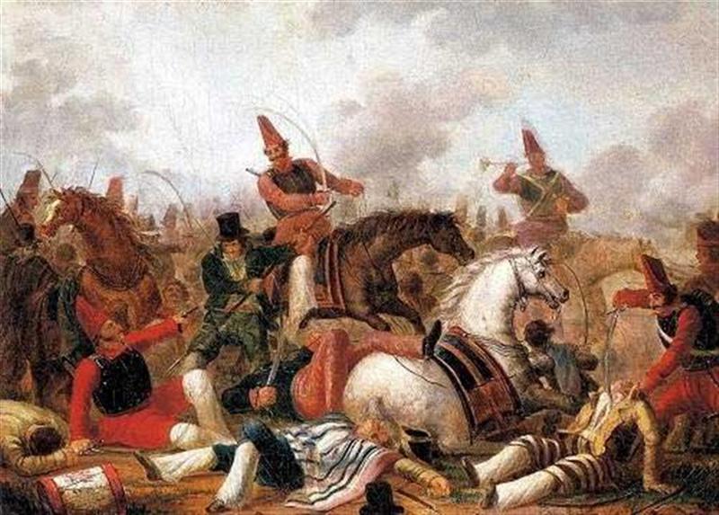 combate de caballería en la época de Rosas